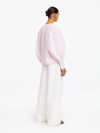 Volume-Sleeve Cotton Blouse