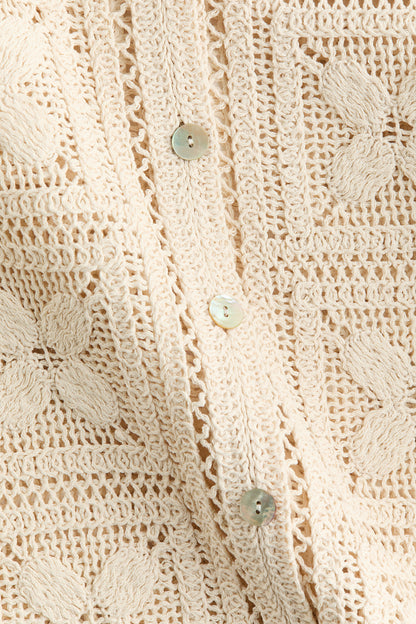 Crochet-look silk-blend shirt
