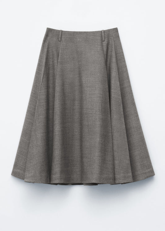 Pleated Wool Midi Skirt