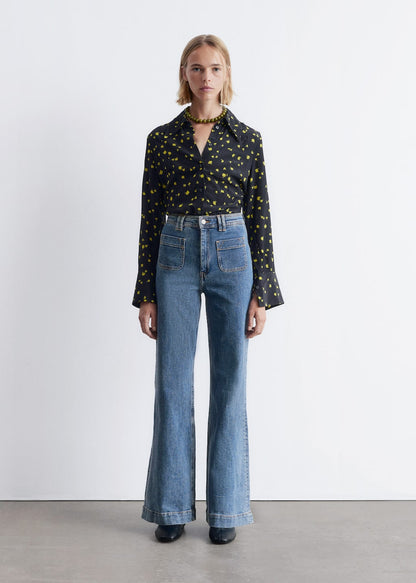 High-Waist Flared Jeans