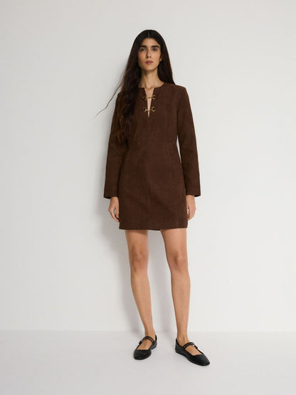 Faux suede mini dress