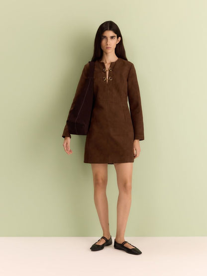 Faux suede mini dress