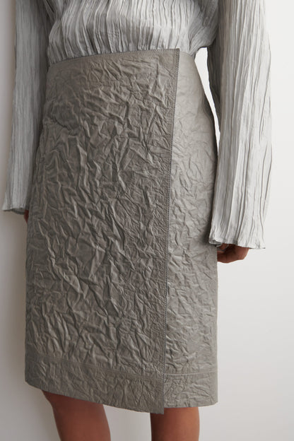Textured-Leather Wrap Skirt