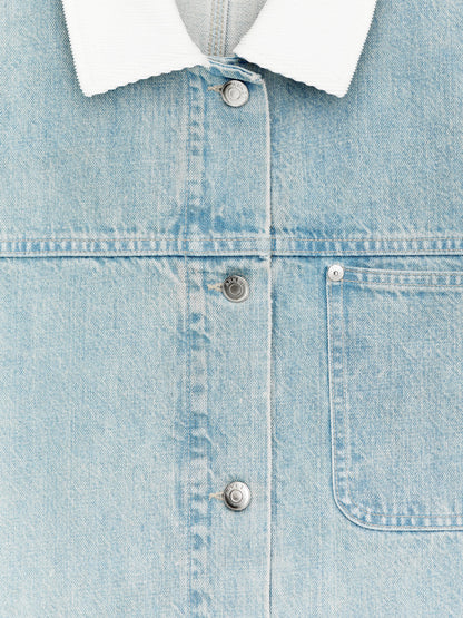 Corduroy-Collar Denim Jacket