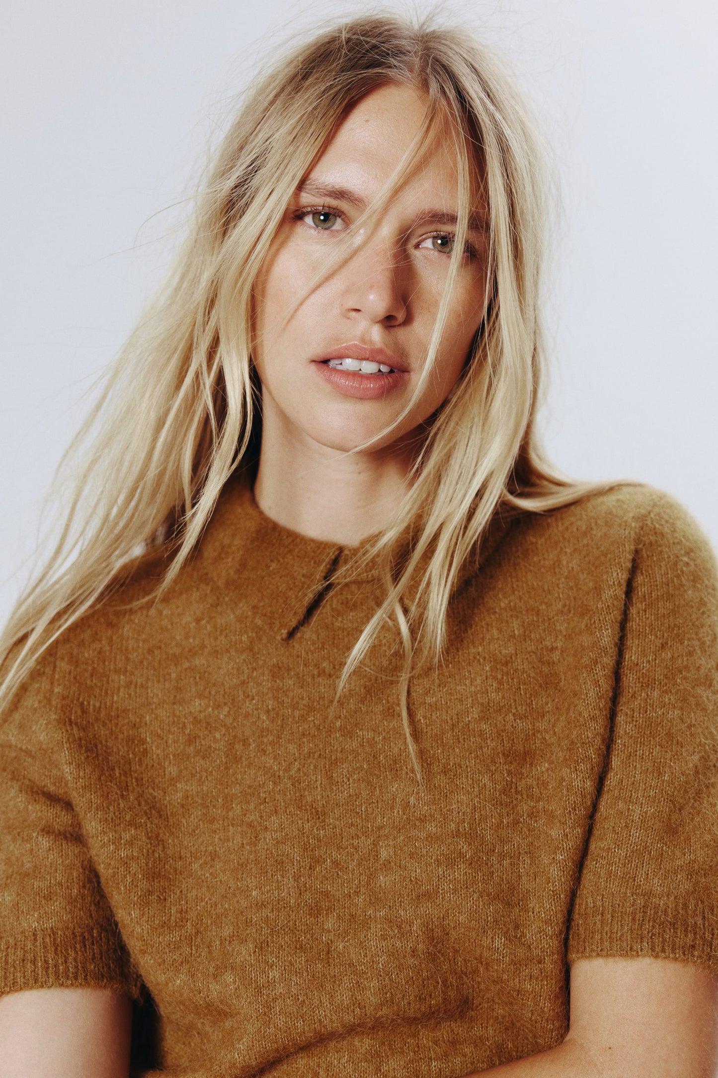 Collared alpaca-blend jumper