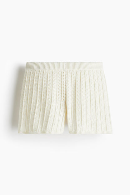 Pointelle-knit cotton shorts