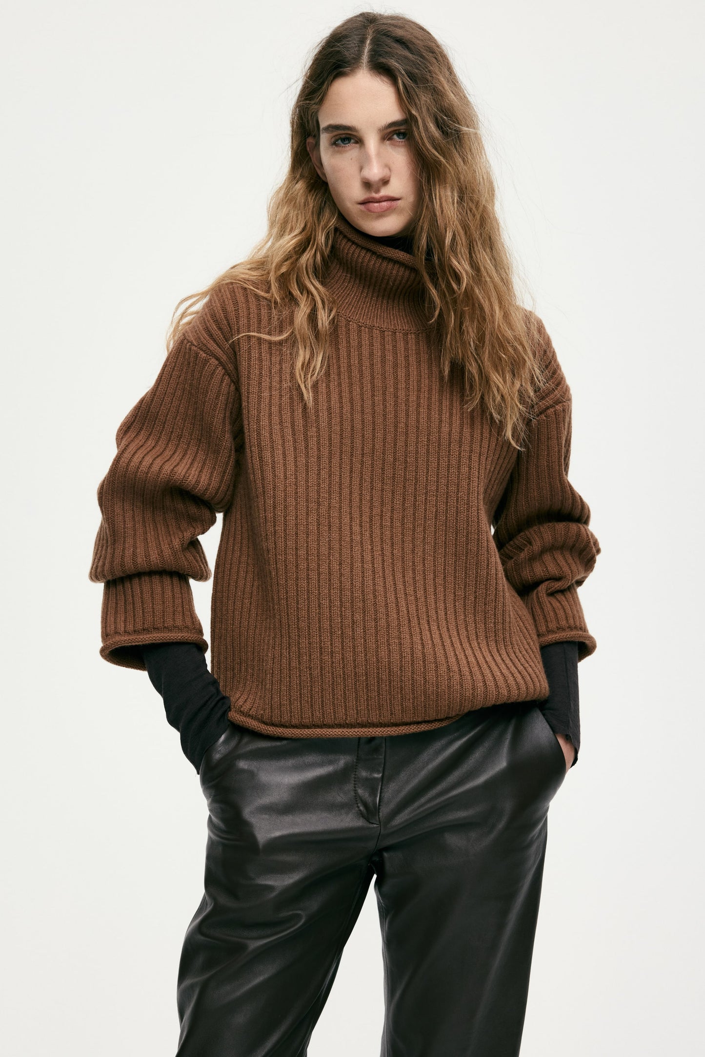 Rib-knit wool jumper