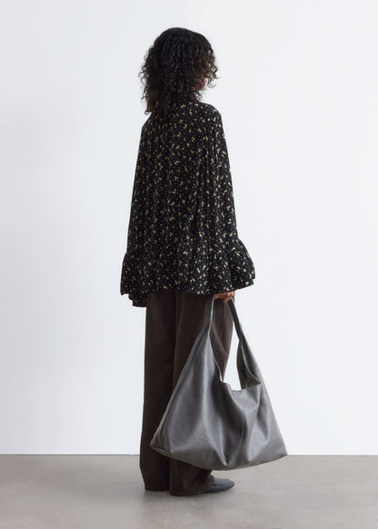 Frilled Stand-Collar Blouse