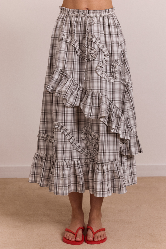 Catie ruffle midi skirt