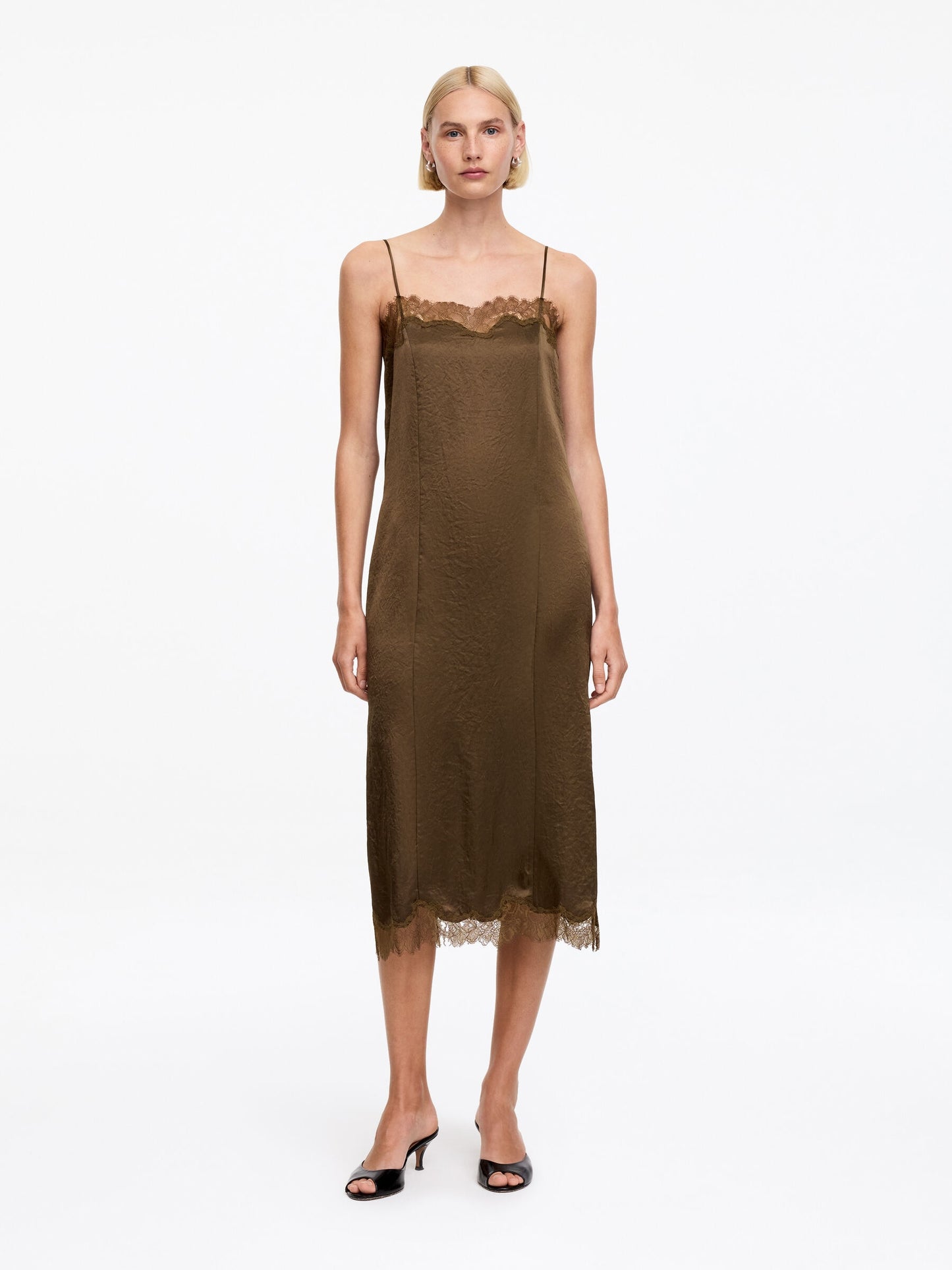 Lace-Trimmed Slip Dress