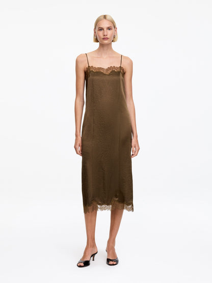 Lace-Trimmed Slip Dress