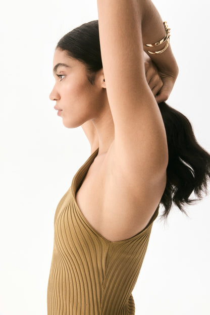 Rib-knit one-shoulder dress