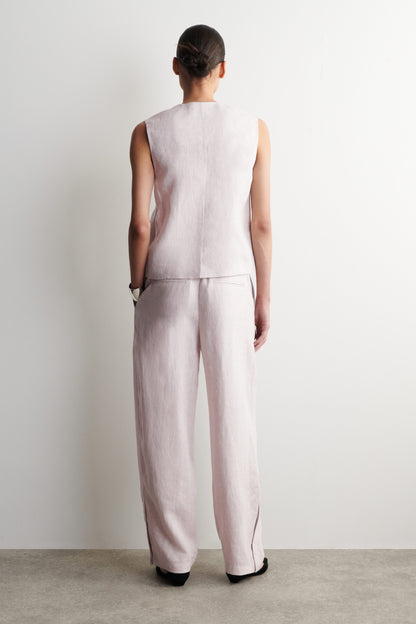 Elasticated Linen Barrel-Leg Trousers