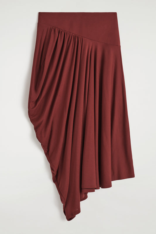 Asymmetric Draped Midi Skirt
