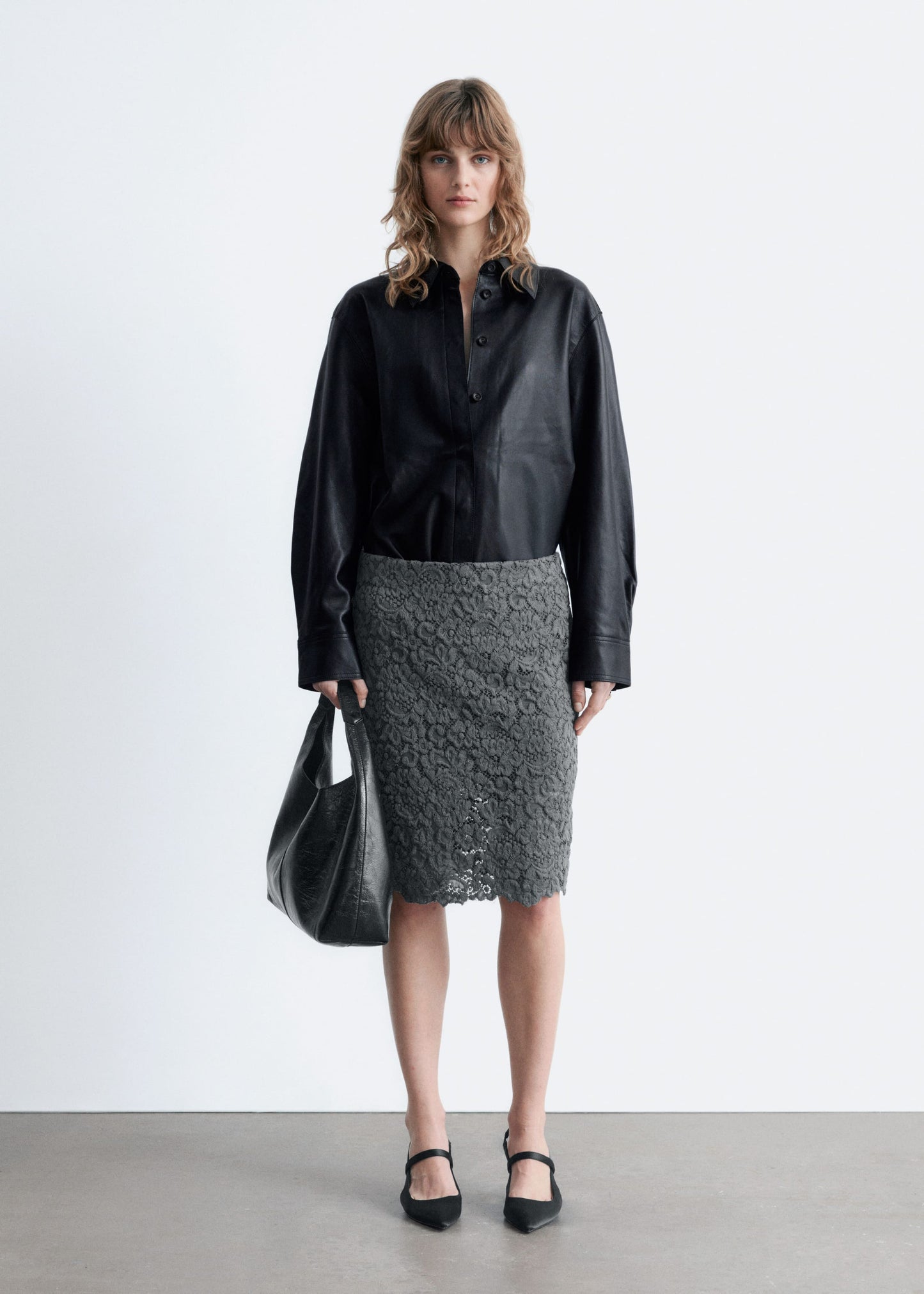 Pencil Lace Midi Skirt