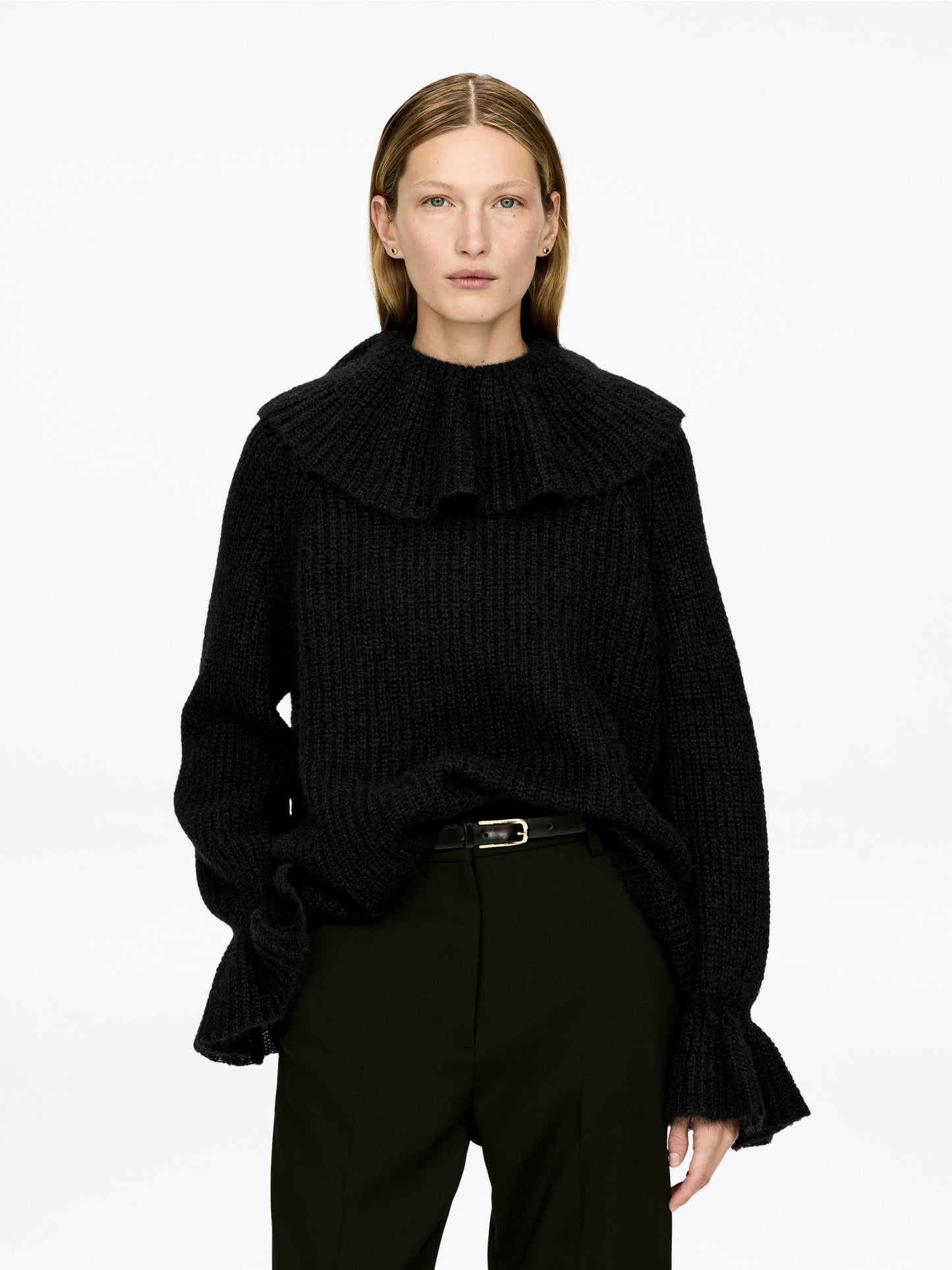 Mohair-Wool Blend Ruffle Jumper