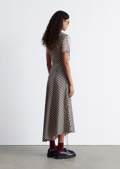 Asymmetric Boatneck Midi Dress