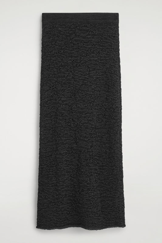 Textured Open-Knit Midi Skirt