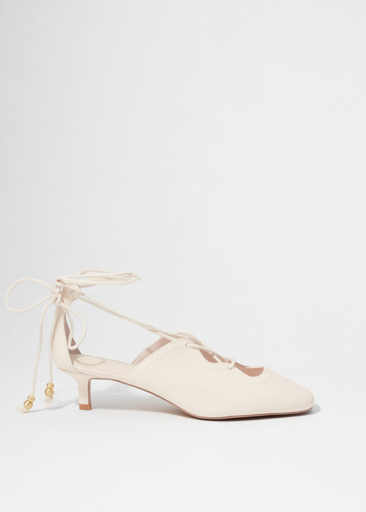 Lace-Up Leather Pumps
