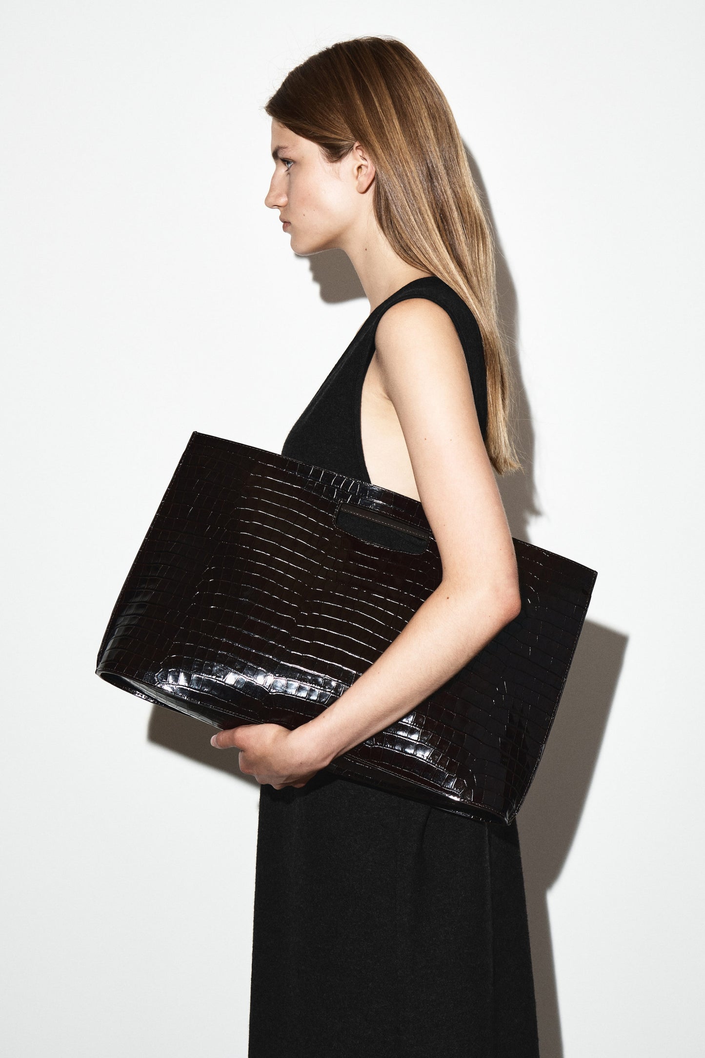 Folio Croc-Effect Leather Oversized Bag