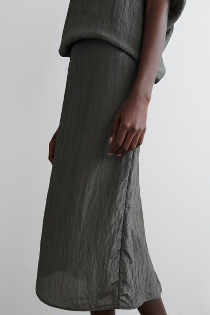 Crinkled-Satin Pencil Skirt