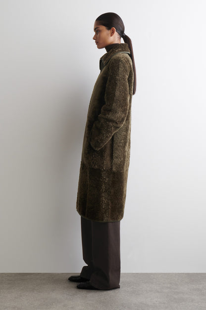 Leather-Bonded Shearling Coat