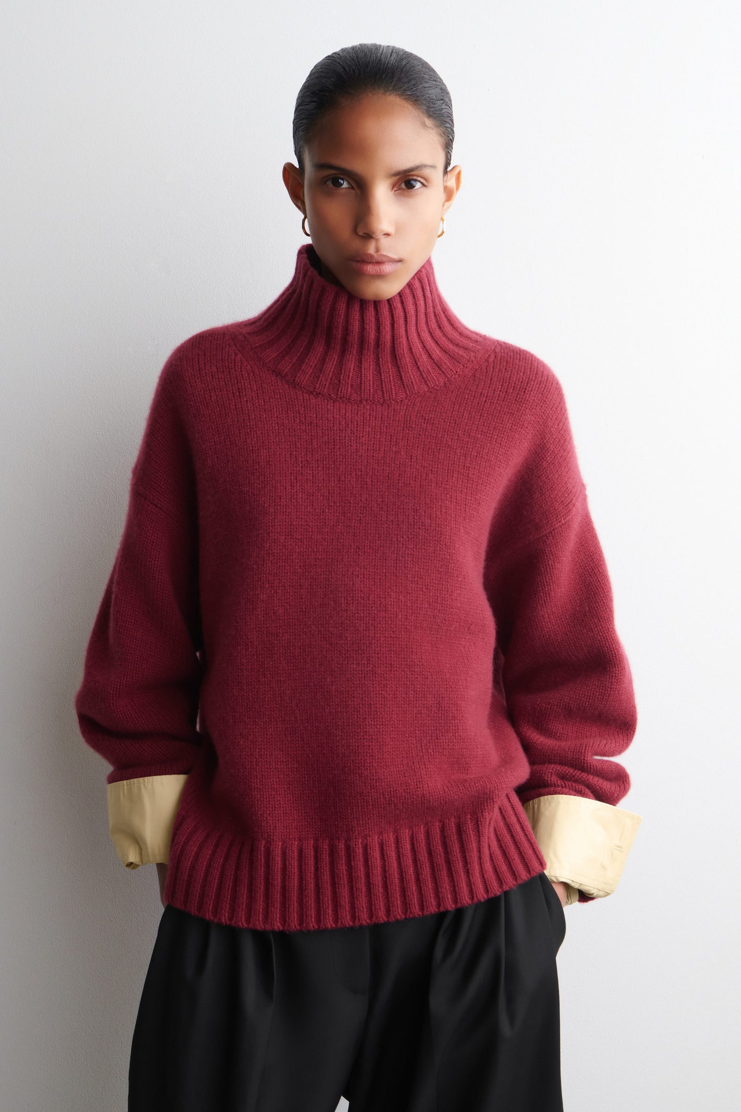 Chunky cashmere funnel-neck jumper