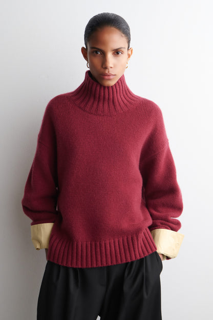 Chunky cashmere funnel-neck jumper