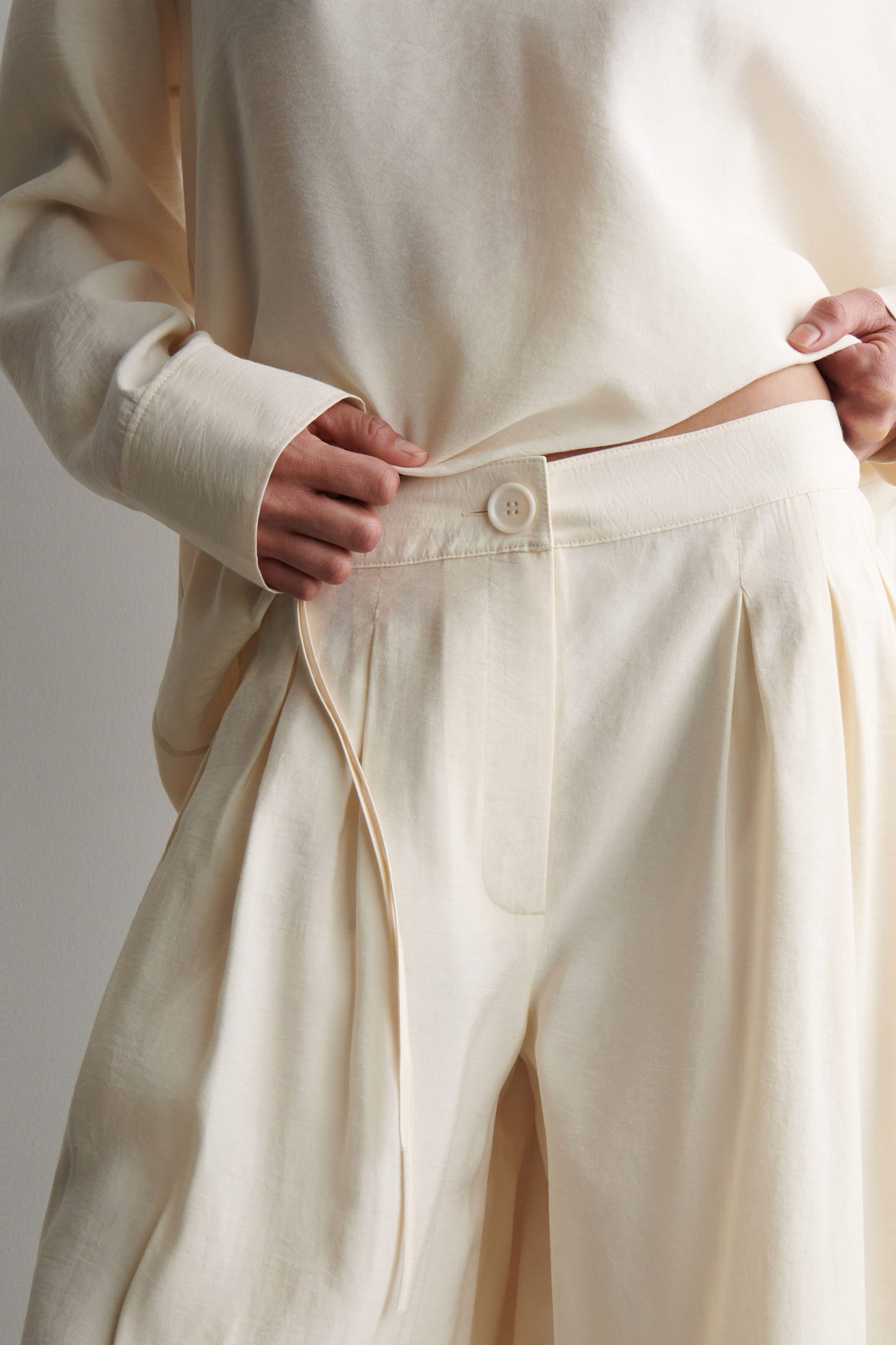 Pleated Modal Wide-Leg Trousers