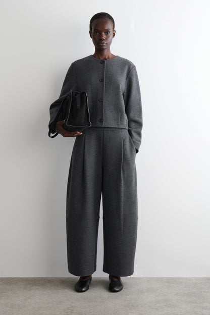 Boiled-Wool Barrel-Leg Trousers