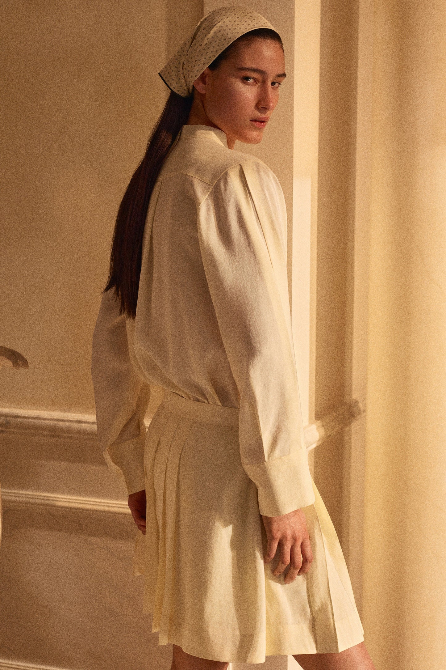 Pleated Bow-Detail Blouse