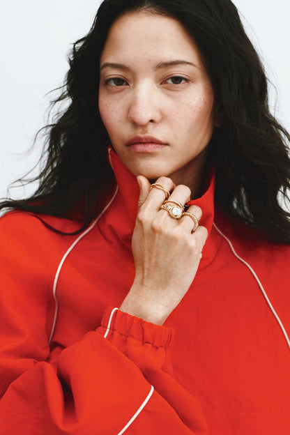 Oversized nylon popover jacket