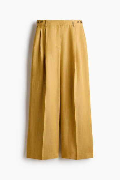Linen-blend tailored trousers