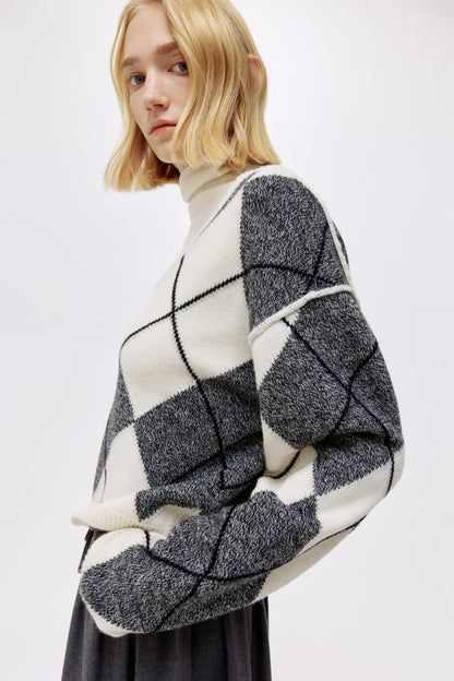 Jacquard-knit wool jumper