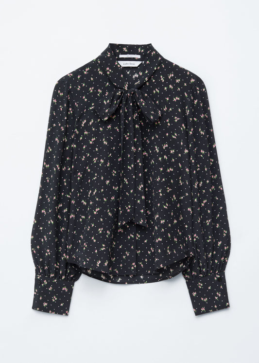 Tie-Neck Silk Blouse