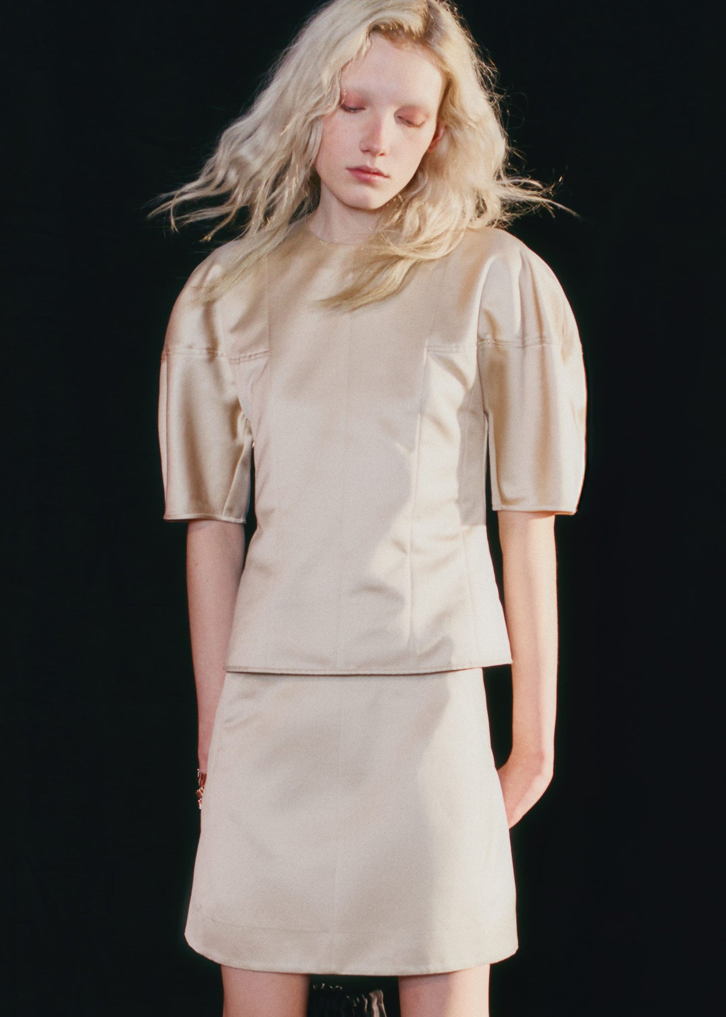 Satin Puff-Sleeve Top