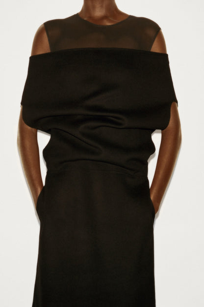 Off-The-Shoulder Wool-Silk Dress
