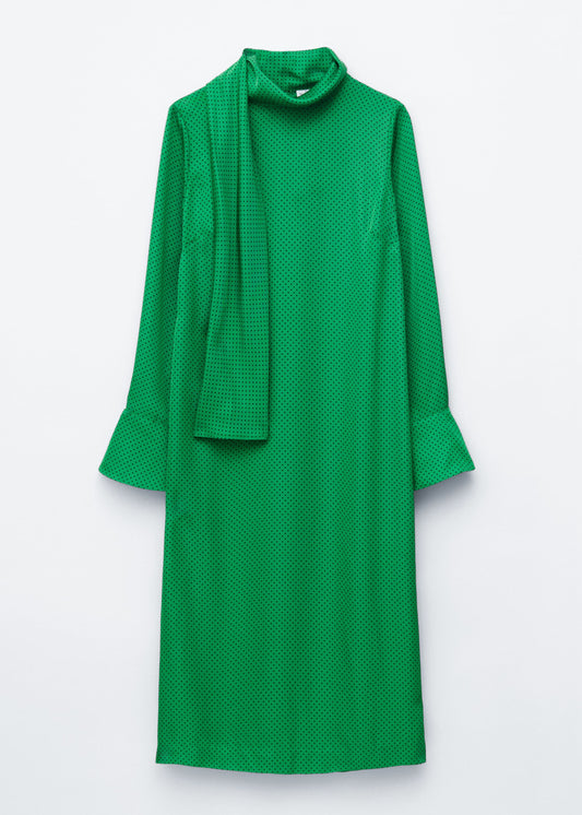 Scarf-Neck Midi Dress