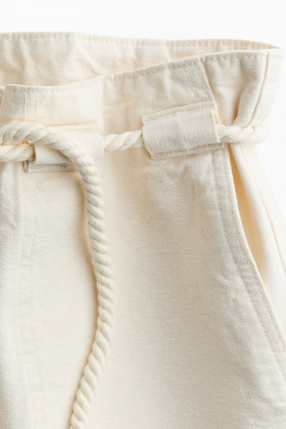 Rope-belt paper bag trousers