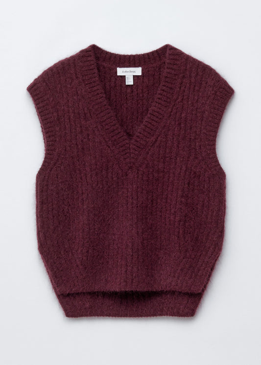 Knitted Mohair-Blend V-Neck Vest