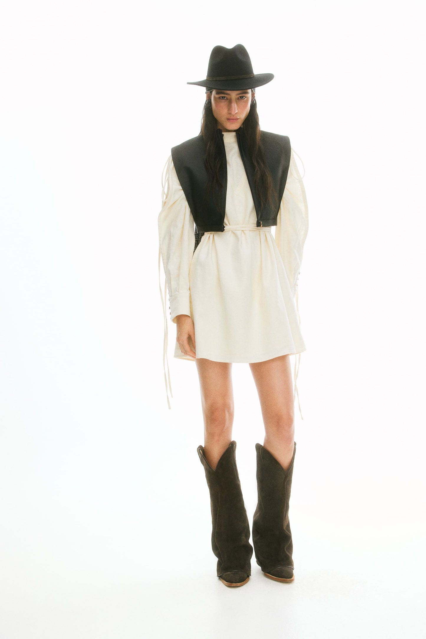 Linen-blend dress