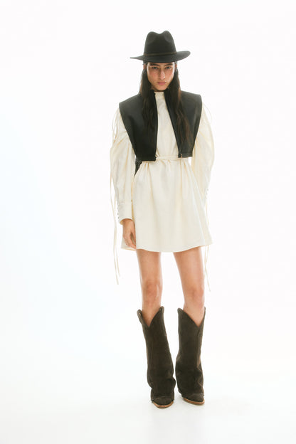 Linen-blend dress