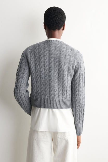 Cable-Knit Merino Wool Cardigan