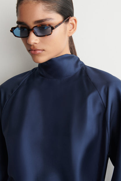 Draped Tie-Detail Silk Top