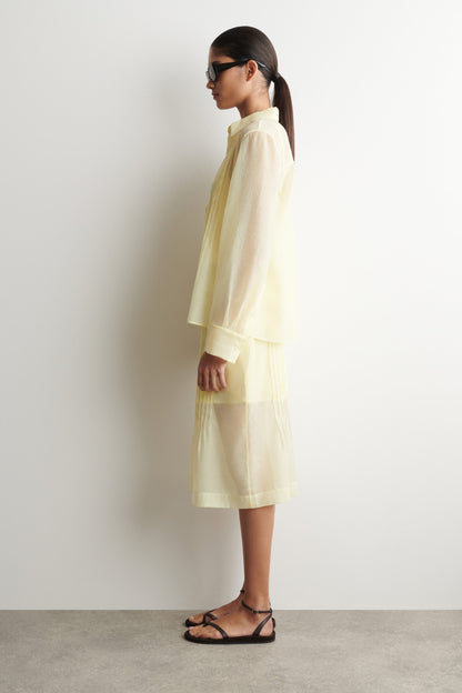 Sheer pintucked skirt