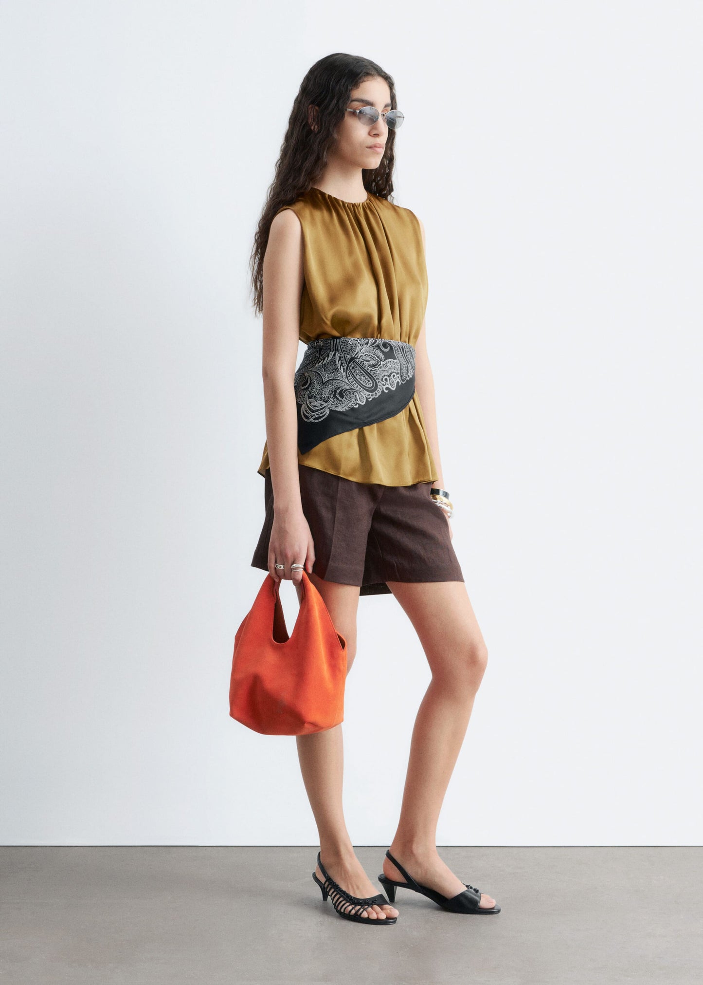 Sleeveless Silk Frill Top