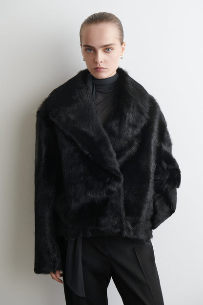 Collared Pony Hair Leather Jacket