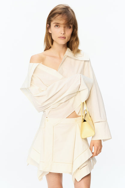 Women's Cream Sailor-collared poplin blouse | H&M GB
