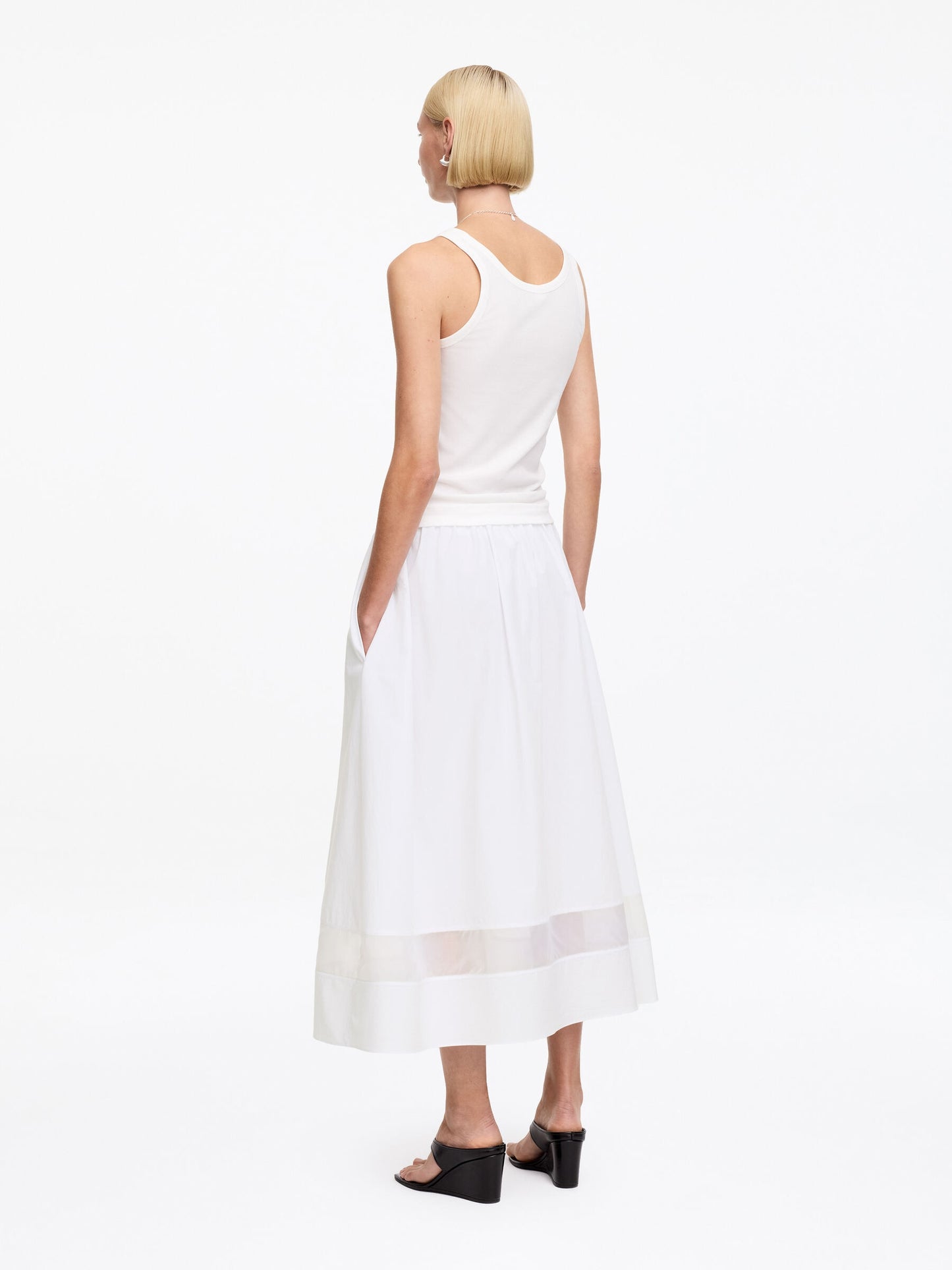 Organza Panel Midi Skirt