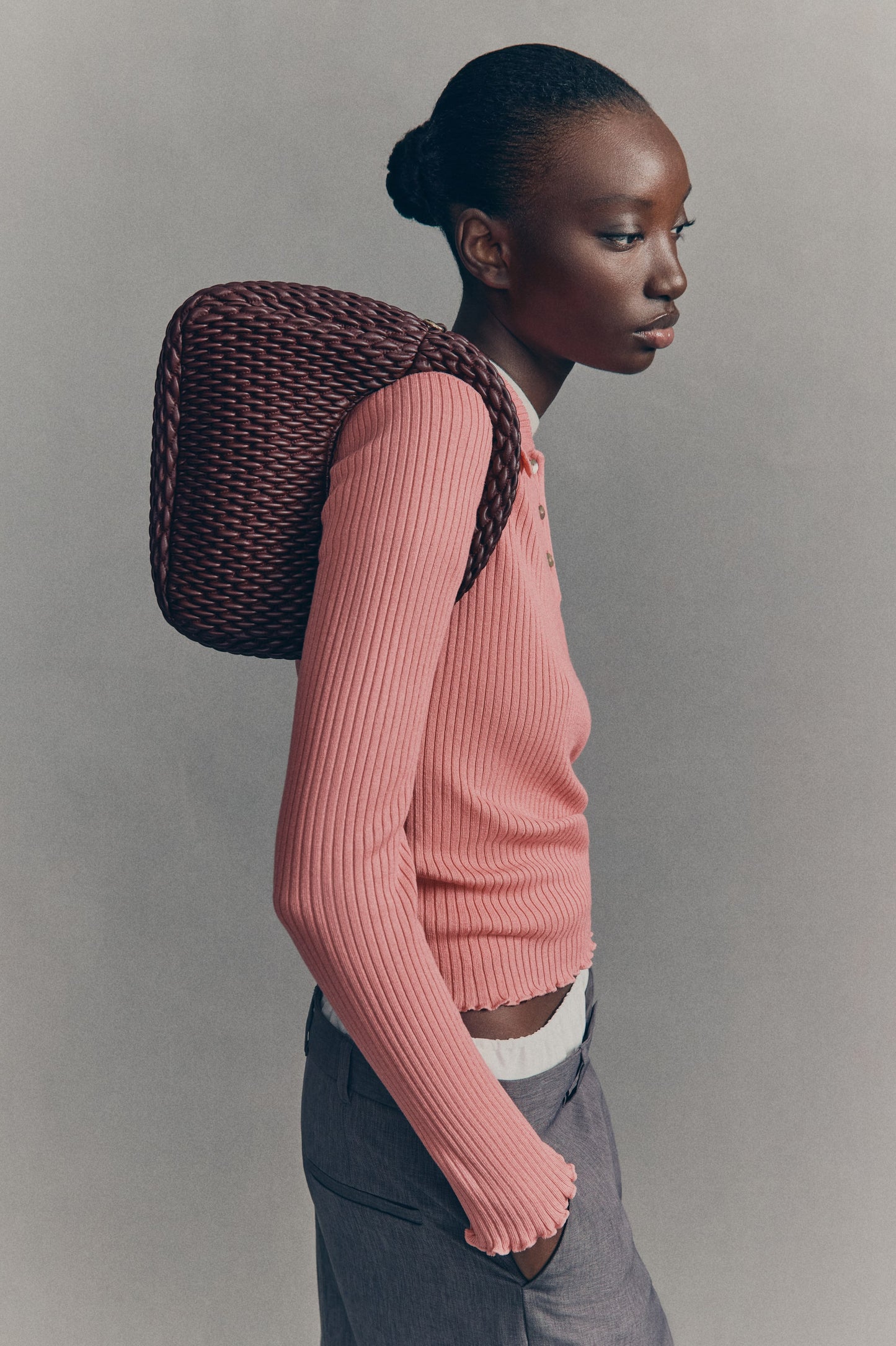 Rib-knit polo jumper